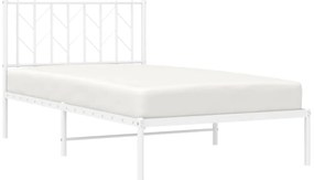 vidaXL Πλαίσιο Κρεβατιού με Κεφαλάρι Λευκό 100x190 εκ. Μεταλλικό