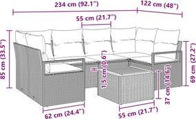 vidaXL Σετ Καναπέ Κήπου 7 τμχ. Μαύρο συνθετικό ρατάν