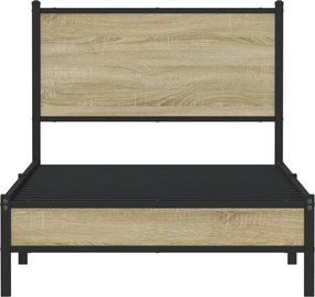 vidaXL Σκελετός Κρεβ. Χωρίς Στρώμα Sonoma Δρυς 75x190 εκ. Μεταλλικό