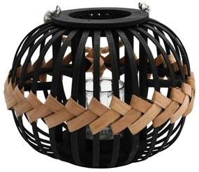 Φανάρι Ψάθινο Umeko 726-124-007 28x21cm Natural-Black Mat