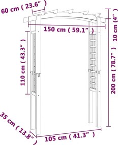 vidaXL Αψίδα Καφασωτό 150 x 60 x 210 εκ. από Ξύλο