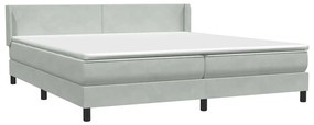 Box Spring κρεβάτι με στρώμα ανοιχτό γκρι 200x220 εκ. Βελούδινο - Γκρι