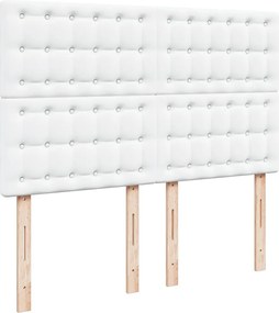 vidaXL Κρεβάτι Boxspring με Στρώμα Λευκό 140x190εκ.από Συνθετικό Δέρμα