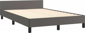 vidaXL Πλαίσιο Κρεβατιού χωρίς στρώμα Γκρι 120x190 εκ.Συνθ. Δέρμα