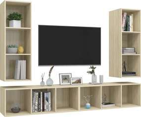 vidaXL Έπιπλα Τηλεόρασης Κρεμαστά 4 τεμ. Sonoma Δρυς από Επεξ. Ξύλο