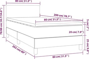 vidaXL Κρεβάτι Boxspring με Στρώμα Ροζ 80 x 200 εκ. Βελούδινο