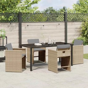 vidaXL Σέτ φαγητού για κήπο 5 pcs Μπεζ συνθετικό ρατάν