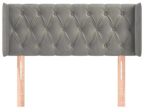 Κεφαλάρι με Πτερύγια Ανοιχτό Γκρι 93x16x78/88 εκ. Βελούδινο - Γκρι