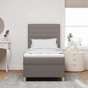 vidaXL LED Κρεβάτι με βάθρο με στρώμα Taupe 90 x 200 cm ύφασμα