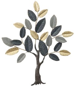 Διακοσμητικό Τοίχου Oliver 345-000014 71,5x84,5x4cm Grey-Black-Gold Inart Μέταλλο