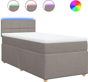 vidaXL Κρεβάτι Boxspring με Στρώμα Taupe 100 x 200 εκ. Υφασμάτινο