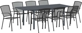 vidaXL Σέτ φαγητού για κήπο 9 pcs Ανθρακί Ατσάλι