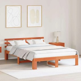 vidaXL Κρεβάτι πεύκου Λαδί καφέ Μασίφ ξύλο 150 x 200 εκ. Κρεβάτι
