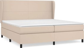 vidaXL Κρεβάτι Boxspring με Στρώμα Καπουτσίνο 200x200εκ.από Συνθ.Δέρμα
