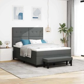 vidaXL Κρεβάτι Box Spring με Στρώμα & Πάγκο Σκούρο Γκρι 160x200 εκ. Υφασμάτινο