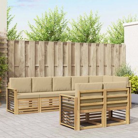 vidaXL Σειρά Καναπέ Εξωτερικού 8 pcs Λευκό και Μπεζ