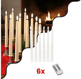 Σετ 6 Διακοσμητικών Realistic Κεριών Κηροπηγίου με LED Εφέ Κινούμενης Φλόγας - Μπαταρίας Ασύρματο Χειριστήριο IR 27 Globostar-79 79563
