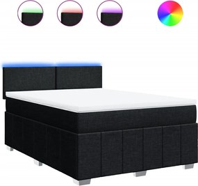 vidaXL Κρεβάτι Boxspring με Στρώμα Μαύρο 140x190 εκ. Υφασμάτινο