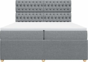 vidaXL Κρεβάτι Boxspring με Στρώμα Ανοιχτό Γκρι 200x200 εκ. Υφασμάτινο