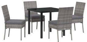 vidaXL Σέτ φαγητού για κήπο 5 pcs Γκρι Χάλυβας με επίστρωση πούδρας