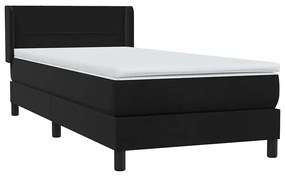 Κρεβάτι Boxspring με Στρώμα Μαύρο 90x220 εκ. Βελούδινο - Μαύρο