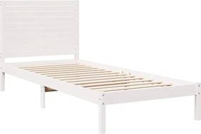 vidaXL Πλαίσιο Κρεβατιού Μακρύ Χωρίς Στρώμα Λευκό 90x210εκ Μασίφ Ξύλο