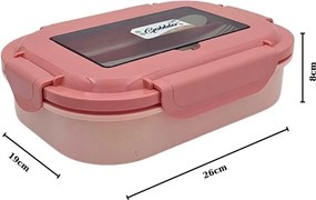 Πλαστικό Δοχείο Φαγητού 1600ml με Μαχαιροπίρουνα - Ροζ