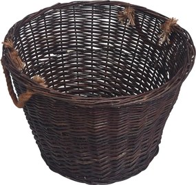 vidaXL Σετ Καλάθι Καυσόξυλων Στοιβαζόμενο 3 τεμ. Σκούρο Καφέ Ιτιά