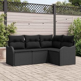 vidaXL Σετ Καναπέ Κήπου με μαξιλάρι 4 pcs Μαύρο Πολυ ράταν