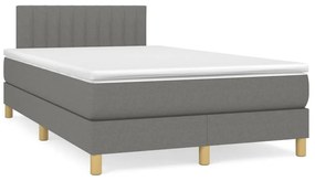 vidaXL Κρεβάτι Boxspring με Στρώμα Σκούρο Γκρι 120x200 εκ. Υφασμάτινο