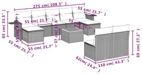 vidaXL Σετ Καναπέ Κήπου 10 τεμ. Μικτό Μπεζ Συνθετ. Ρατάν με Μαξιλάρια