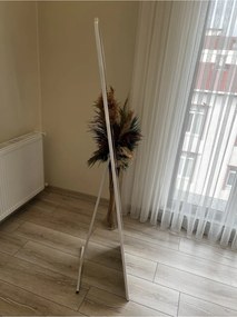 Stewehome Λευκό Μεταλλικός οβάλ καθρέπτης δαπέδου με βάση για το υπνοδωμάτιο