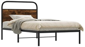 vidaXL Πλαίσιο Κρεβ. Χωρ. Στρώμα Καπνιστή Δρυς 90x200 εκ. Επεξ. Ξύλο