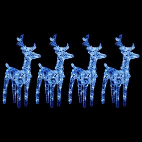 vidaXL Χριστουγεννιάτικοι Τάρανδοι 4 τεμ. 160 LED Μπλε Ακρυλικό