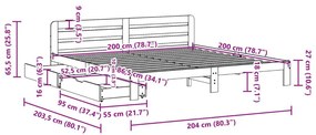 Σκελετός Κρεβ. Χωρίς Στρώμα Καφέ Κεριού 200x200 εκ Μασίφ Πεύκο - Καφέ