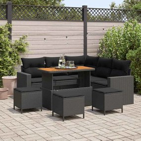 vidaXL Σετ Καναπέ Κήπου 9 pcs Μαύρο συνθετικό ρατάν