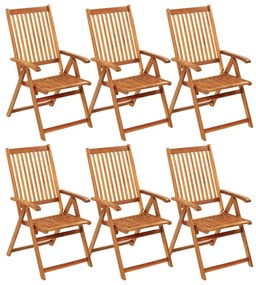 vidaXL Καρέκλες Κήπου Πτυσσόμ. 6 τεμ. Μασίφ Ξύλο Ακακίας με Μαξιλάρια