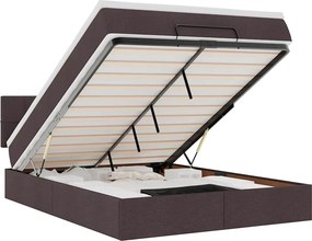 vidaXL Οθωμανικό κρεβάτι με στρώμα σκούρο καφέ 140x190cm ύφασμα