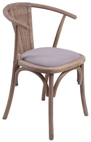 Καρέκλα Dourel ύφασμα γκρι-rattan πόδι φυσικό Υλικό: Elm wood  rattan back fabric seat 167-000012