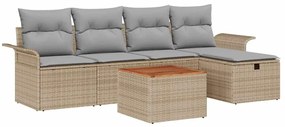 vidaXL Σετ Καναπέ Κήπου με αποθήκευση 6 pcs Μπεζ Πολυ ράταν