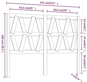 vidaXL Κεφαλάρι Κρεβατιού 141 x 4 x 100 εκ. από Μασίφ Ξύλο Πεύκου