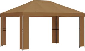 vidaXL Κιόσκι 4 x 3 μ Μπεζ Πολυεστέρας και Χάλυβας 190 gsm