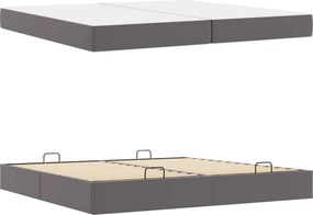 vidaXL Σκελετός κρεβατιού με στρώμα με στρώμα 2 pcs Γκρι PVC