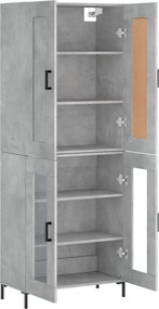 vidaXL Ντουλάπι Γκρι Σκυροδέματος 69,5x34x180 εκ. Επεξεργασμένο Ξύλο