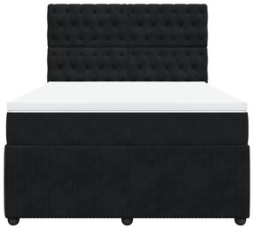 vidaXL Κρεβάτι Boxspring με Στρώμα Μαύρο 140x200 εκ. Βελούδινο