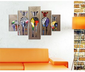 ΠΙΝΑΚΑΣ ΠΕΝΤΑΠΤΥΧΟ MDF COLORFUL ZEBRAS 82Χ56x3 HM7207.03 (1 Τεμμάχια)