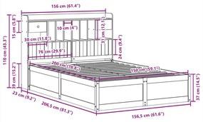 Σκελετός Κρεβατιού Χωρίς Στρώμα 150x200 εκ Μασίφ Ξύλο Πεύκου - Καφέ