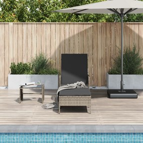 vidaXL Ξαπλώστρα Γκρι και σκούρο γκρι Ρατάν PE 157 x 55 x 92 εκ.