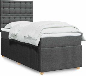 vidaXL Κρεβάτι Boxspring με Στρώμα Σκούρο Γκρι 90x200 εκ. Υφασμάτινο