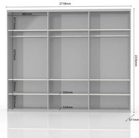 Ντουλάπα συρόμενη τρίφυλλη Realm 280 με καθρέπτη-Λευκό